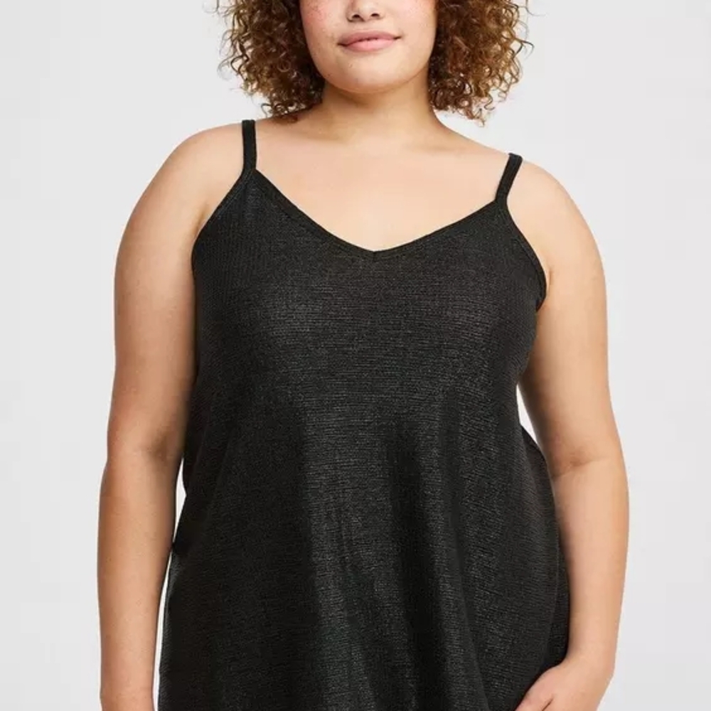 NWT Torrid Black Shiny Knit Top 2 18/20 New With Tags